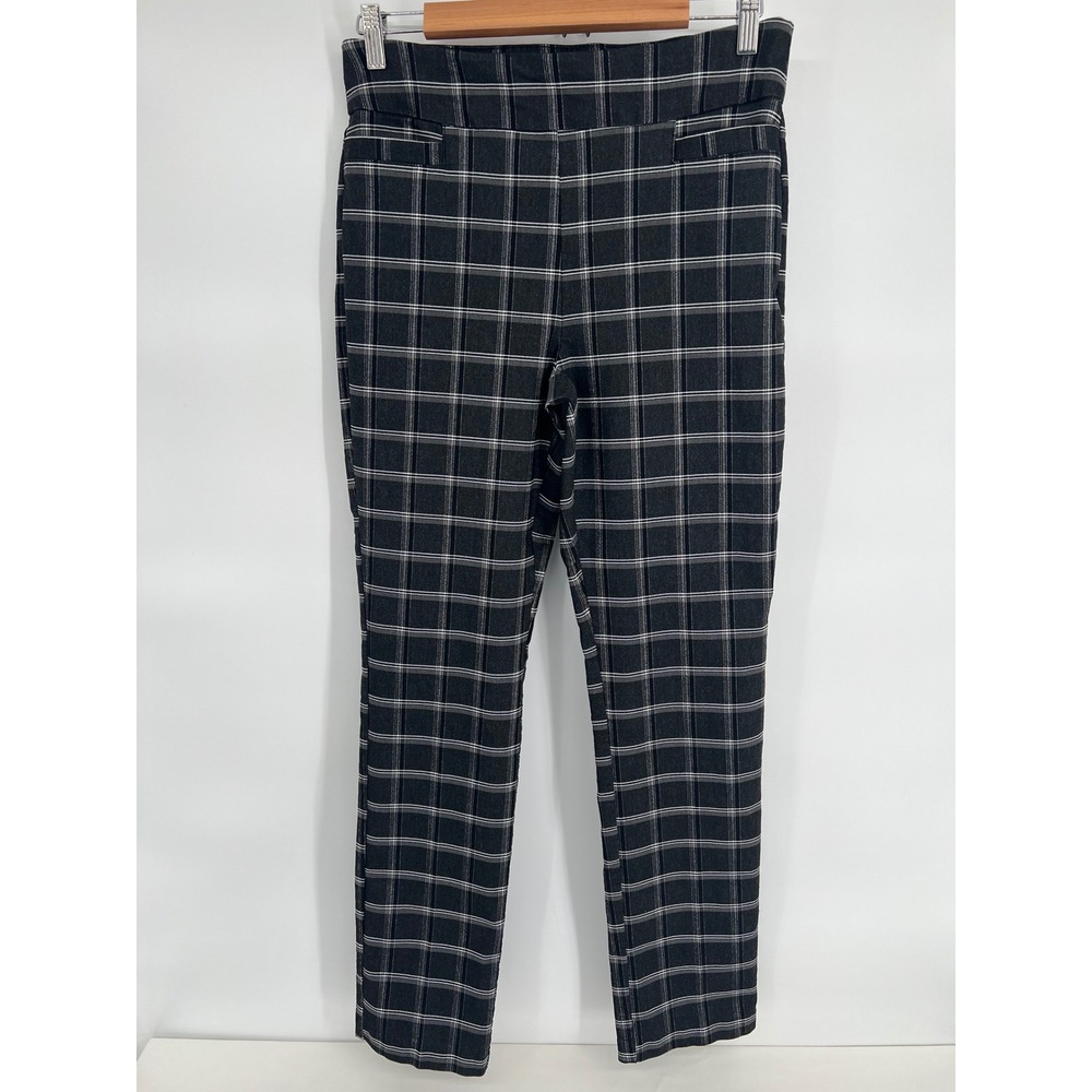 Kim Rogers Black‎ White Plaid Pull On Straight Leg Dress Pants Womens Size 10